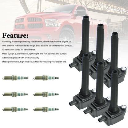 2011-2017 Chrysler 200 300 3.6L V6 6PCS Ignition Coil+Spark Plug UF648 GN10616 36-8196