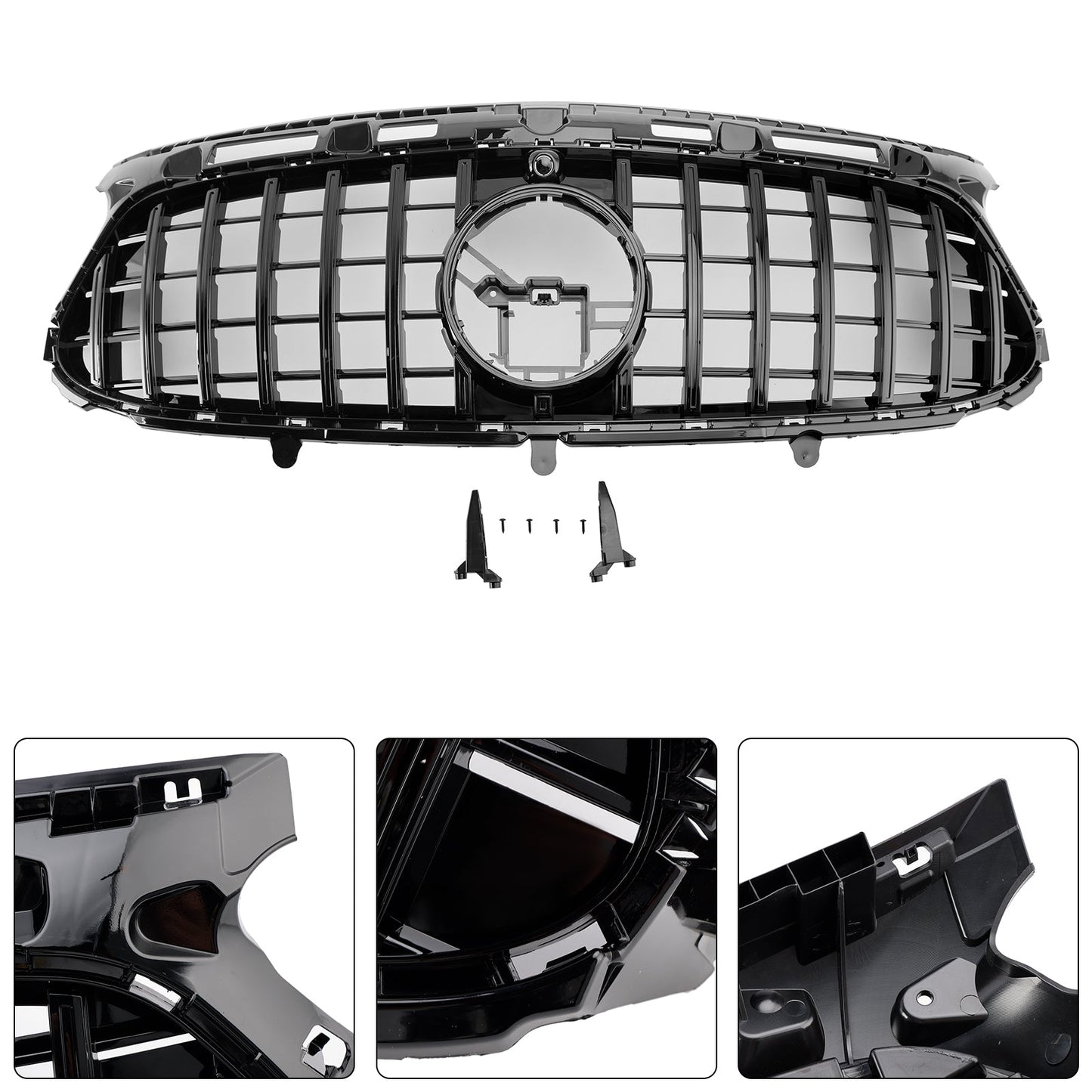 Mercedes Benz GLA AMG Line 2020-2023 Front Glossy Black Grill GTR Style Upper Bumper Panamericana Grille
