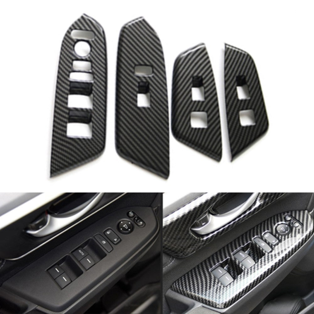 Carbon Fiber Window Lift Switch Panel Cover Trim For Honda CR-V CRV 17-21