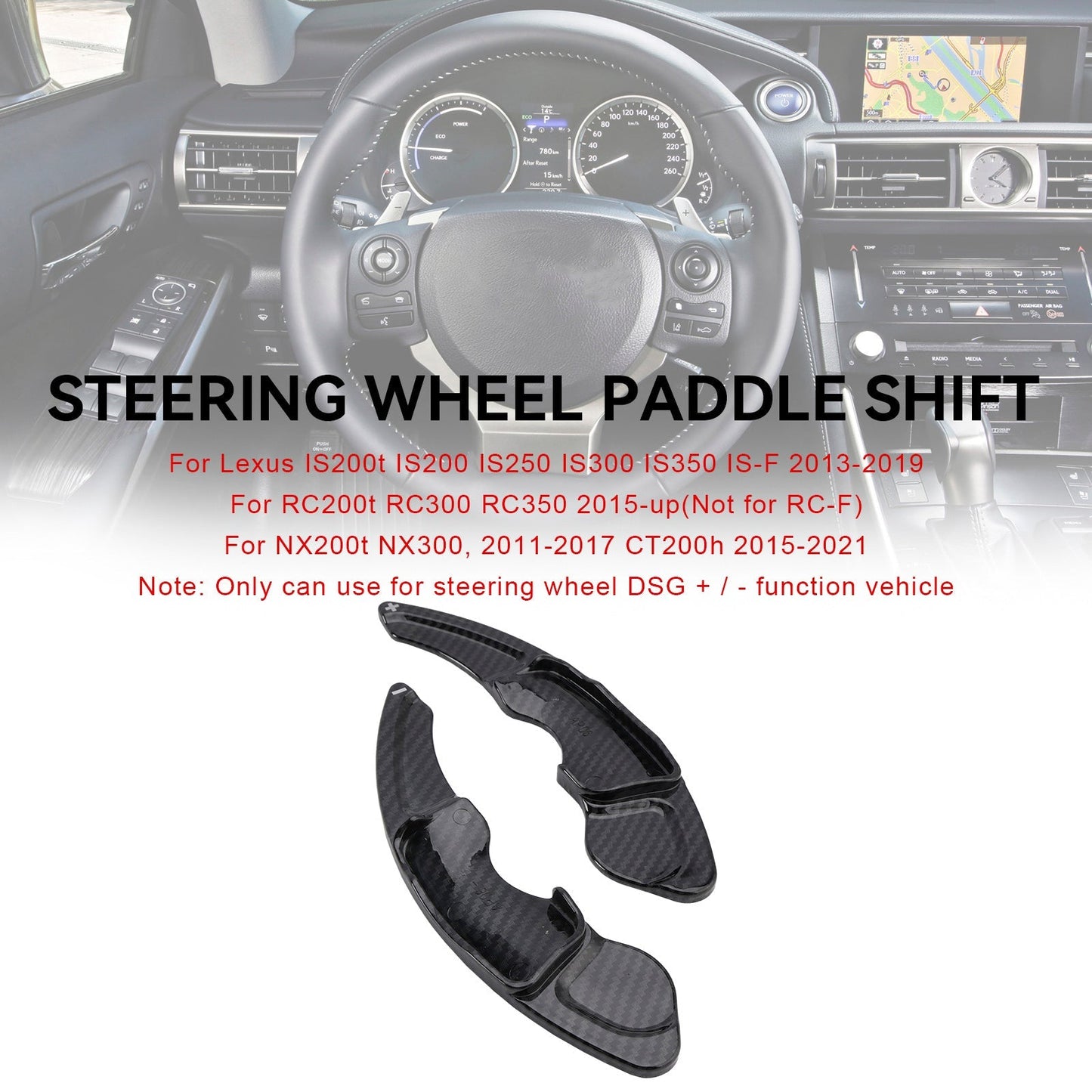 2015-2021 Lexus CT200h Carbon Look Steering Wheel Paddle Shifter Extension Covers