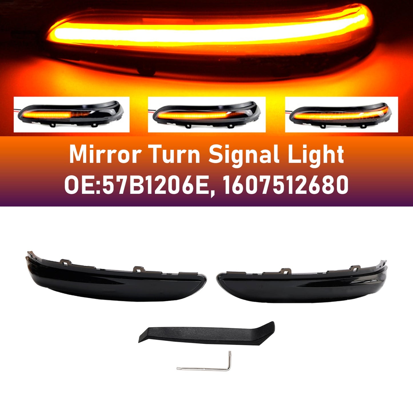 2016-2021 Citroen C3 Smoked Led Sequential Side Mirror Turn Signal Light 57B1206E