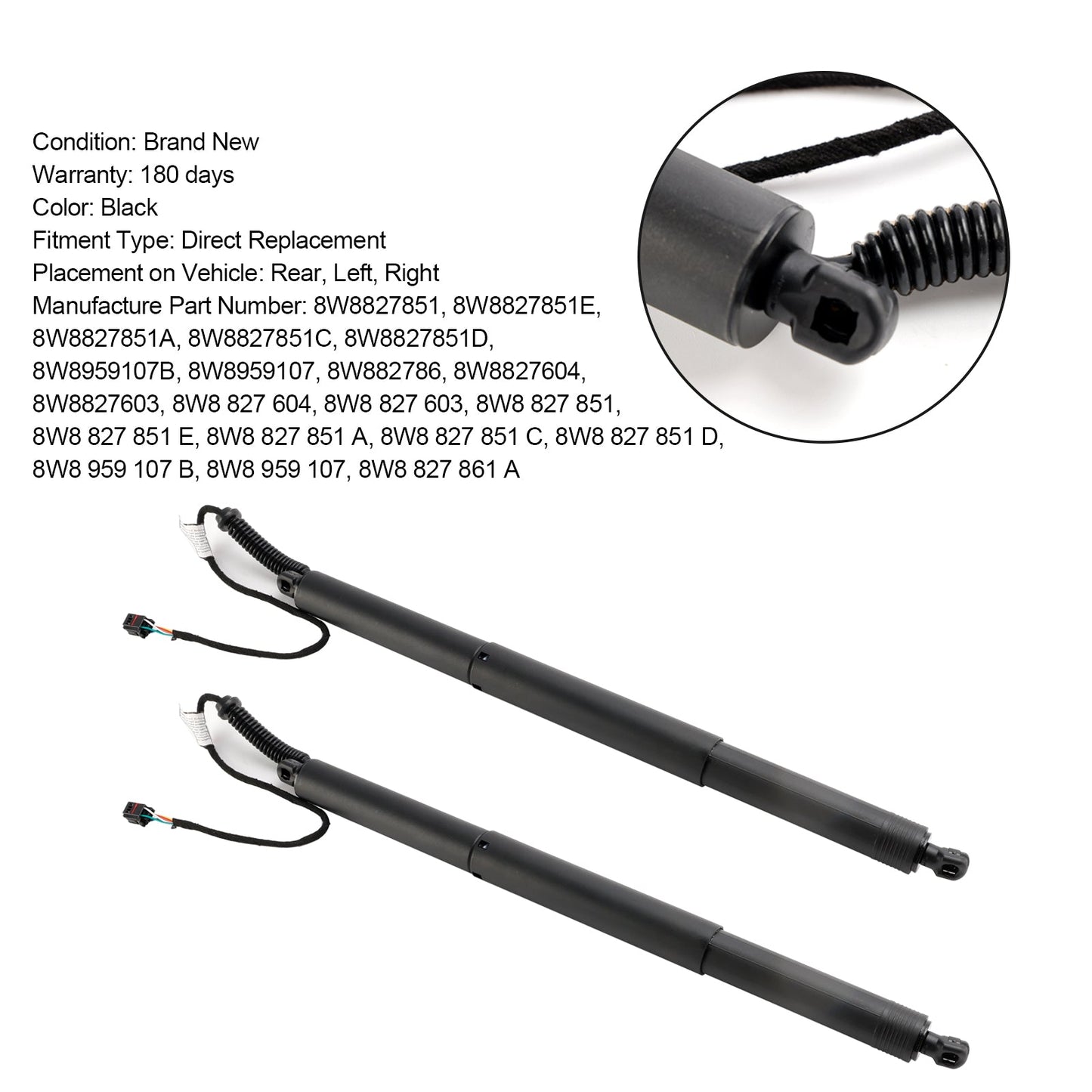 2016-2024 Audi A5 S5 RS5 Sportback 2Pcs Electric Tailgate Lift 8W8827851 8W8959107