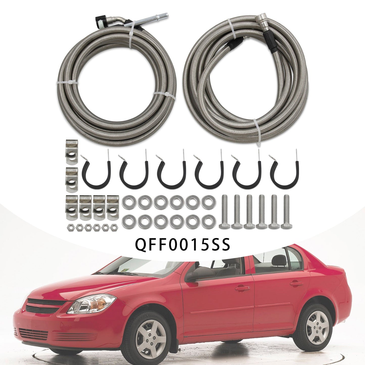 2007-2010 Pontiac G5 2.2L l4 Stainless Steel Braided Fuel Line Kit Quick Fix QFF0015SS