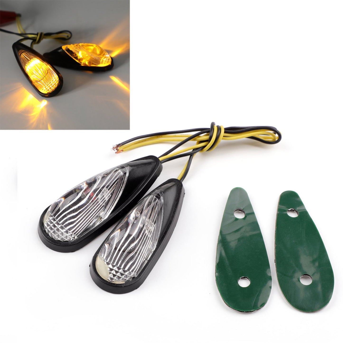 Turn Signals For Kawasaki Ninja 250 500 ZX6 ZX9 Honda CBR 600 1000 RR Champoo
