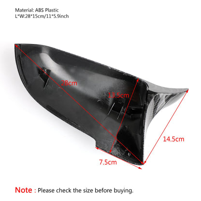 Pair Carbon Fiber Side Rear View Mirror Cover Caps For BMW F10 F18 2014-2016