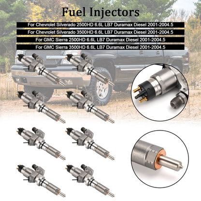 2001-2004.5 Chevy Silverado 2500HD/3500HD 6.6L LB7 Duramax Diesel 8PCS Fuel Injectors 0445120008 0986435502 97208074