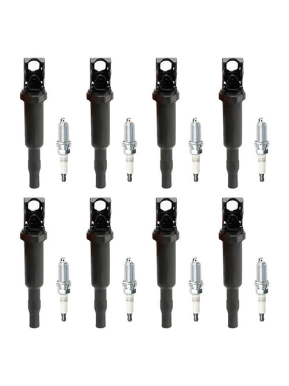 2010-2013 BMW 550i GT xDrive 4.4L V8 8X Ignition Coil+Spark Plugs UF592 UF-595