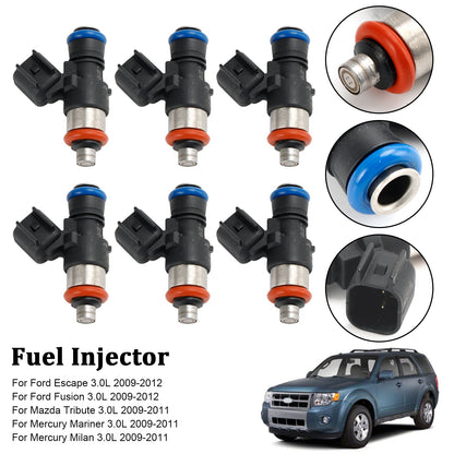 2009-2012 Ford Escape Fusion 3.0L 6PCS Fuel Injector 0280158189 FJ998 9L8E-A5A