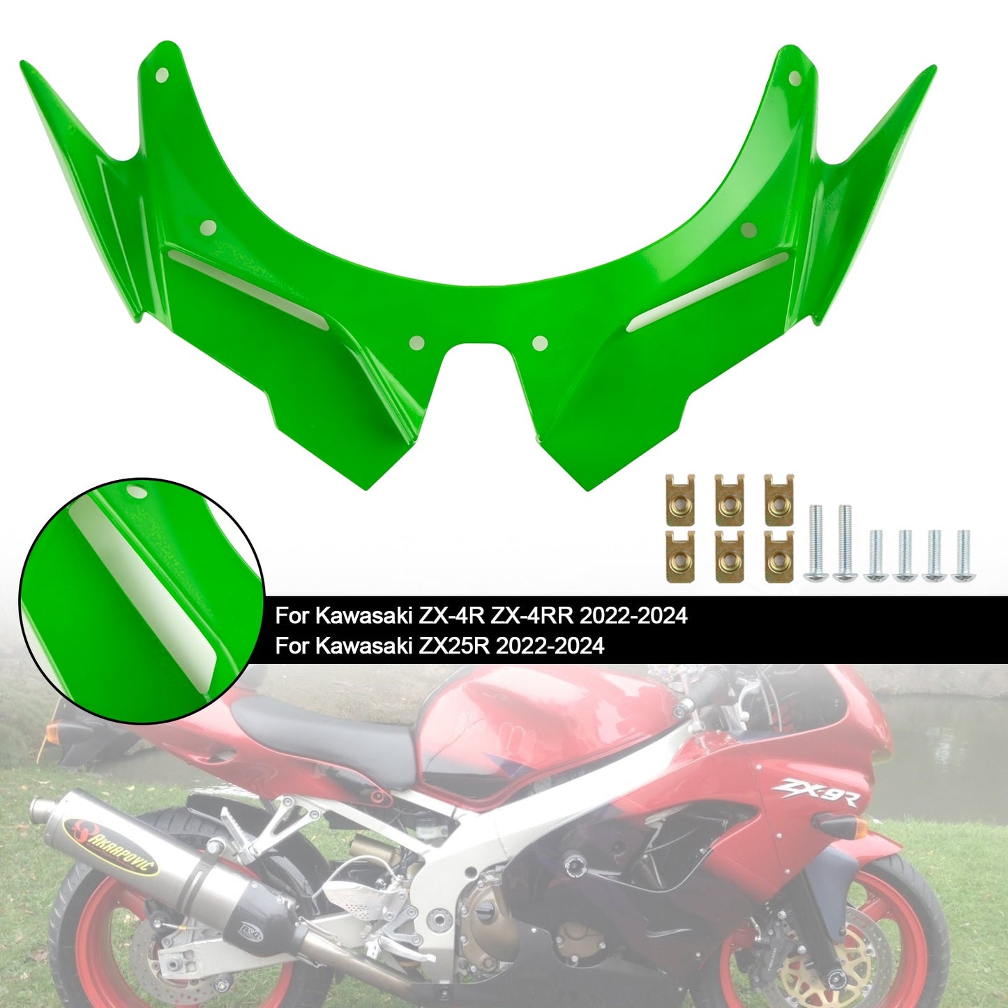 Front Fairing Wing Beak Shell Cover For Kawasaki ZX4R ZX4RR ZX25R 22-24