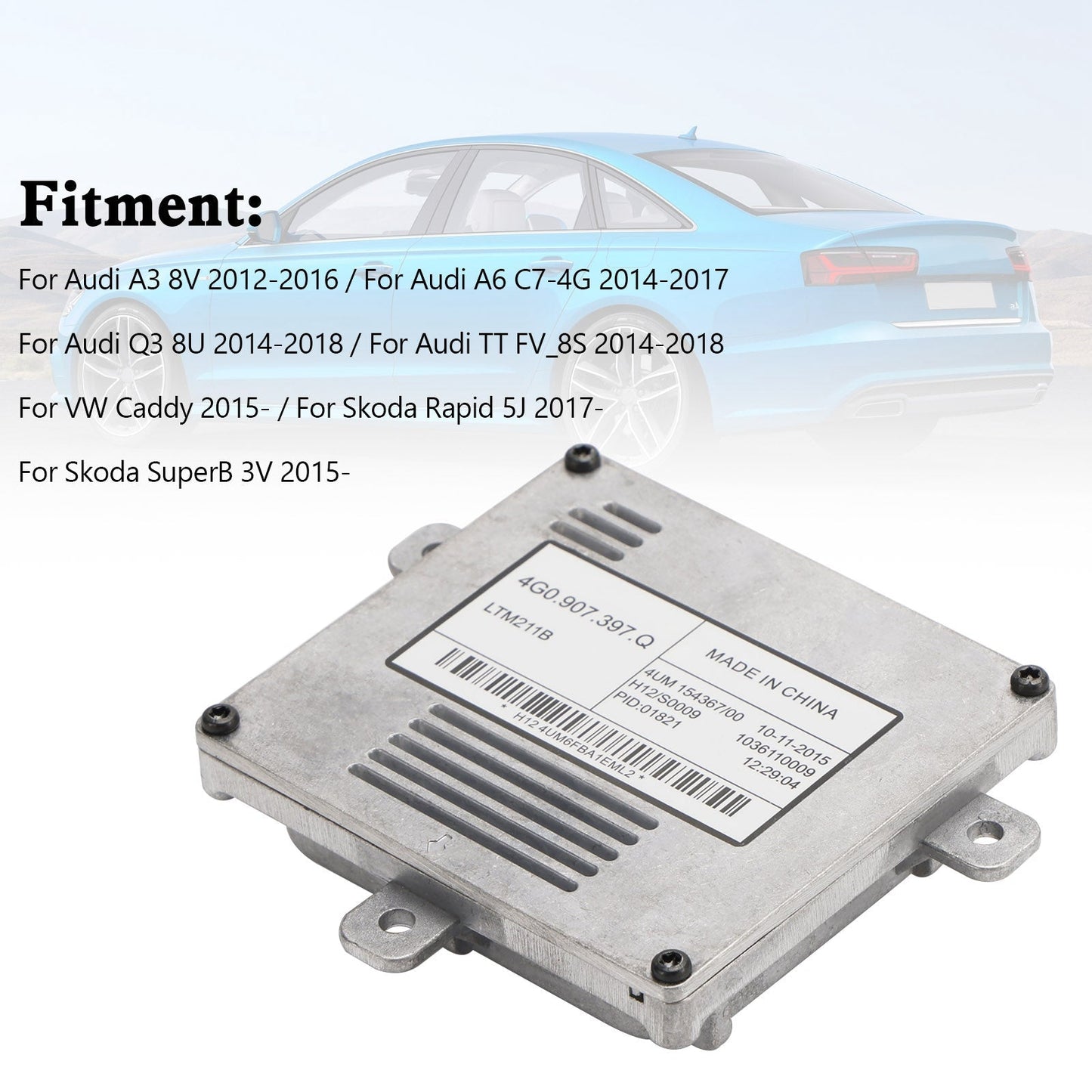 2015- Skoda SuperB 3V Xenon Headlight Ballast Control Unit 4G0907397Q