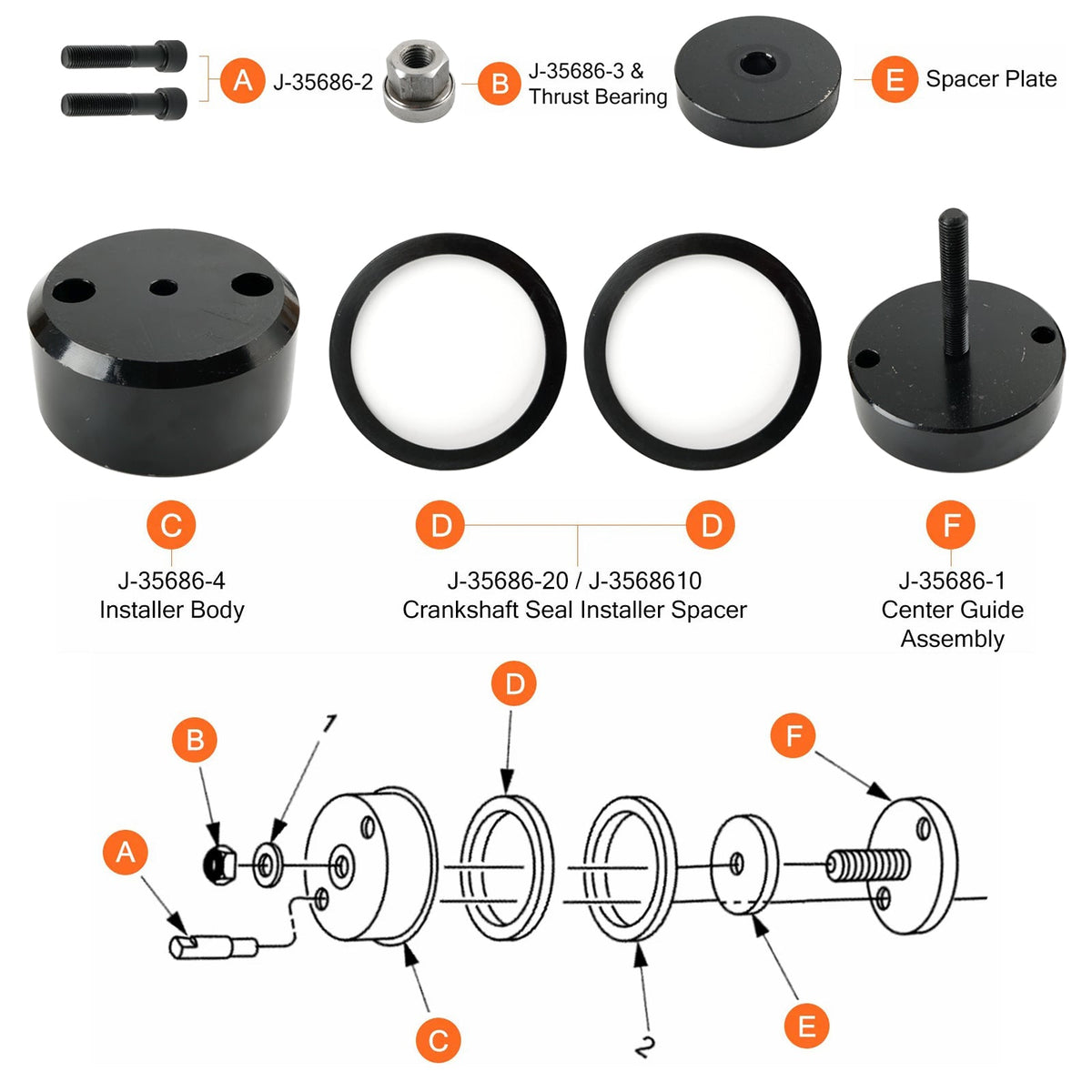Detroit Diesel Series 60 12.7L 14L Front Rear Crank Seal Installer J-35686-B
