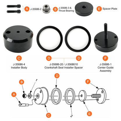 Detroit Diesel Series 60 12.7L 14L Front Rear Crank Seal Installer J-35686-B