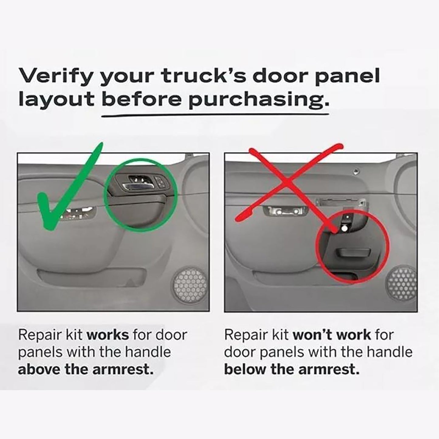 2010-2014 Chevrolet Suburban 1500 Tahoe Front Left Door Armrest Repair Kit Black 27 inch 80994 20920362