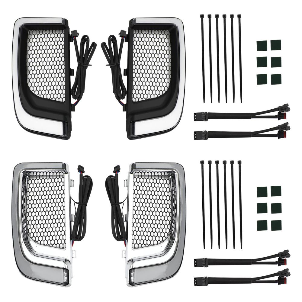 Harley Electra FLH T Road Glide Tracer LED Lower Fairing Lower Grills Lights Champoo