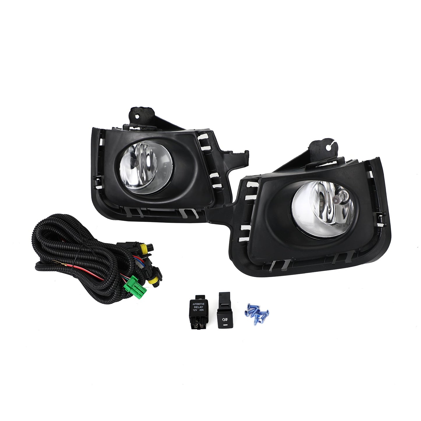 12-14 Toyota Prius C Clear Lens Front Bumper Fog Light Lamps w/Bezel+Switch
