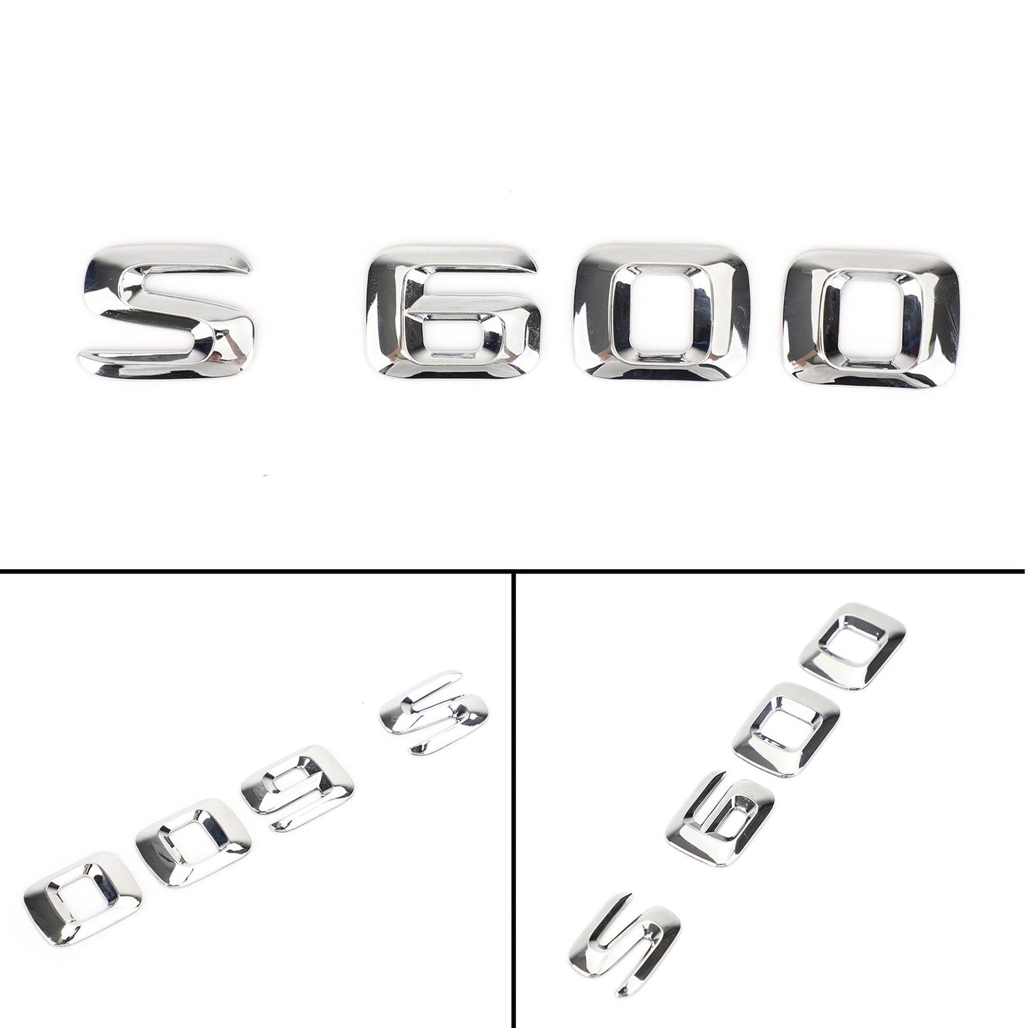 Rear Trunk Emblem Badge Nameplate Decal Letters Numbers Fit Mercedes S600 Chrome