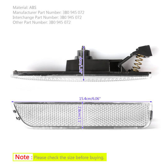 2001-2005 VW Passat B5.5 Right White Front Bumper Side Marker Lights