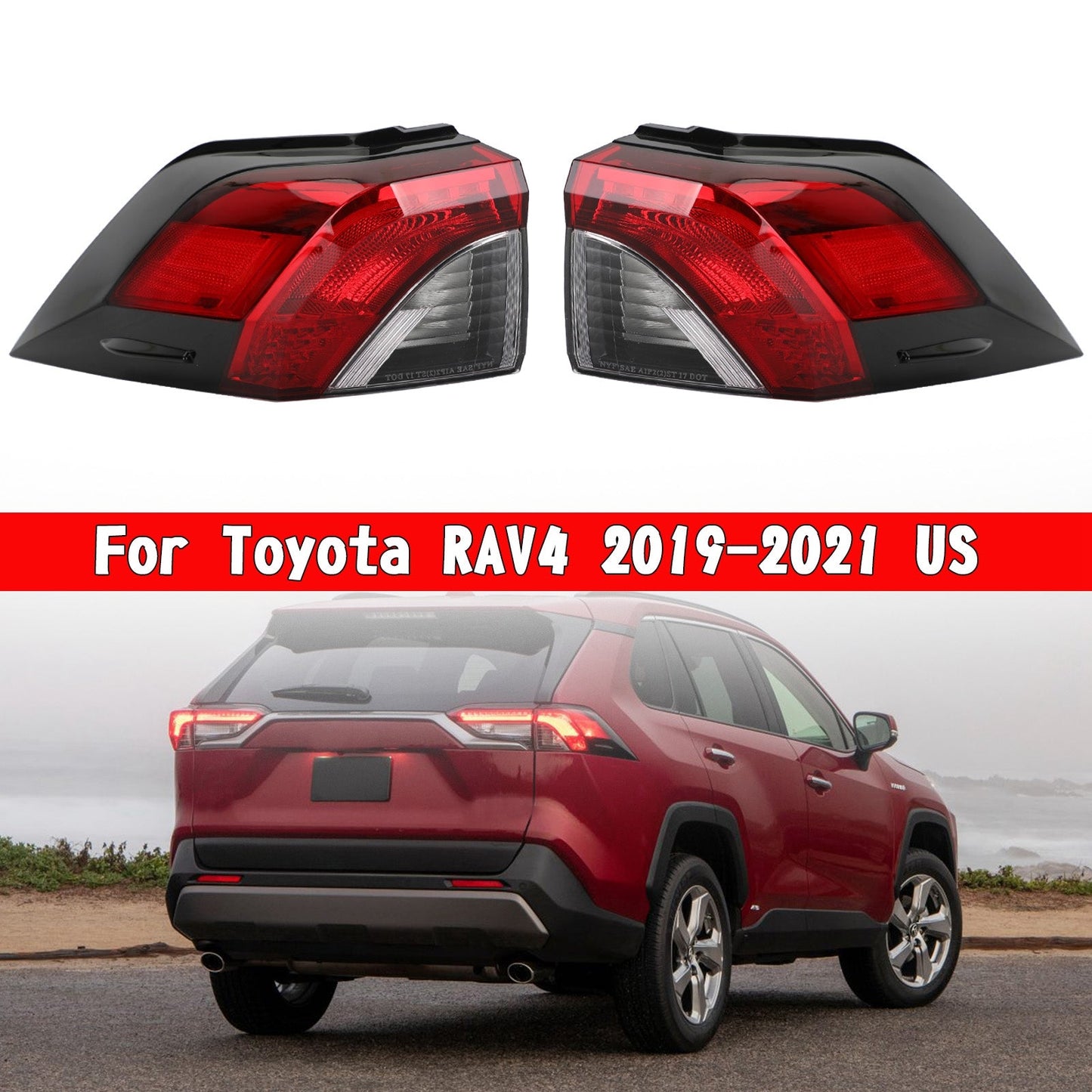 2019-2021 Toyota RAV4 L+R Side Tail Light Rear Lamp Outer 81560/81550-0R090