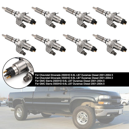 2001-2004.5 GMC Sierra 2500HD 3500HD 6.6L LB7 Duramax Diesel 8PCS Fuel Injectors 0445120008 0986435502 97208074