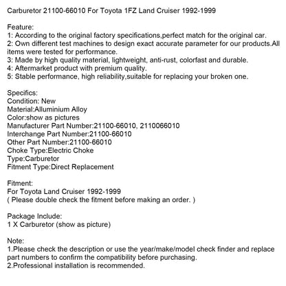 1992-1999 Toyota 1FZ Land Cruiser Carburetor 21100-66010