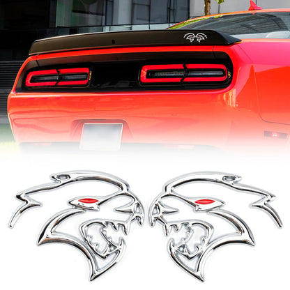 SRT Hellcat Silver 2PCS Hellcat Fender Side Emblem Badge Decal