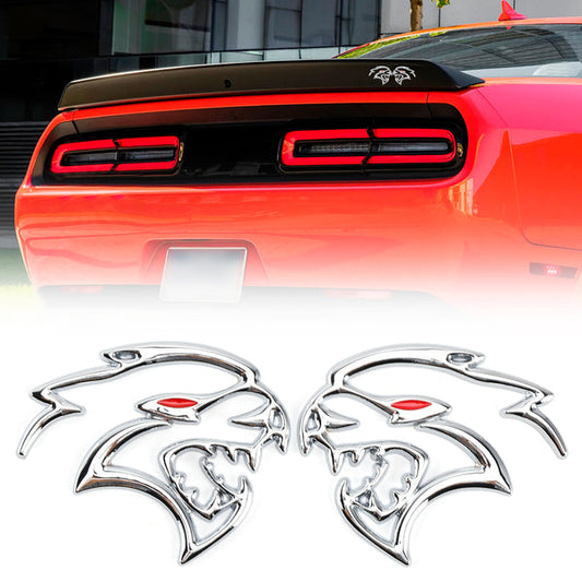 SRT Hellcat Silver 2PCS Hellcat Fender Side Emblem Badge Decal