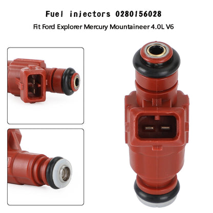6PCS Fuel injectors 0280156028 1L2E-C5A 822-11139 Fit 2002-2003 Ford Explorer 4.0L 2002-2004 Mercury Mountaineer 4.0L