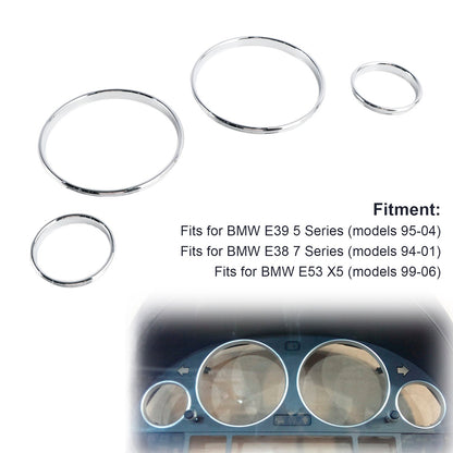 1995-2004 BMW E39 5 Series Silver Dash Trim Rings Speedometer Gauge Cluster Panel GF1734008