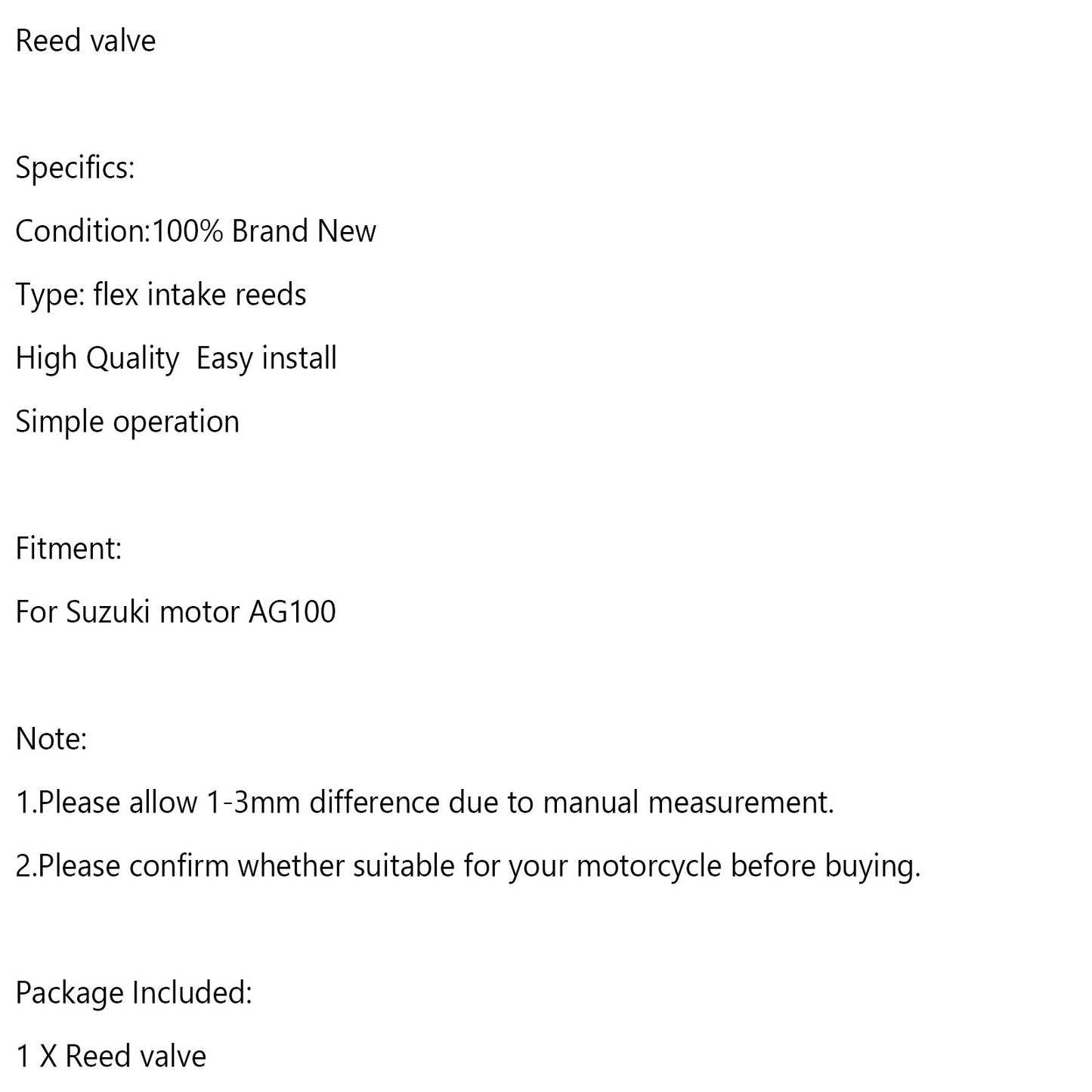 Reed valve For Suzuki motor AG100 V100