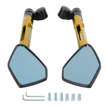 Universal Gold CNC Aluminum Motorcycle Handlebar Rear View Mirrors Blue Anti-glare Mirror for Honda for Yamaha for Suzuki