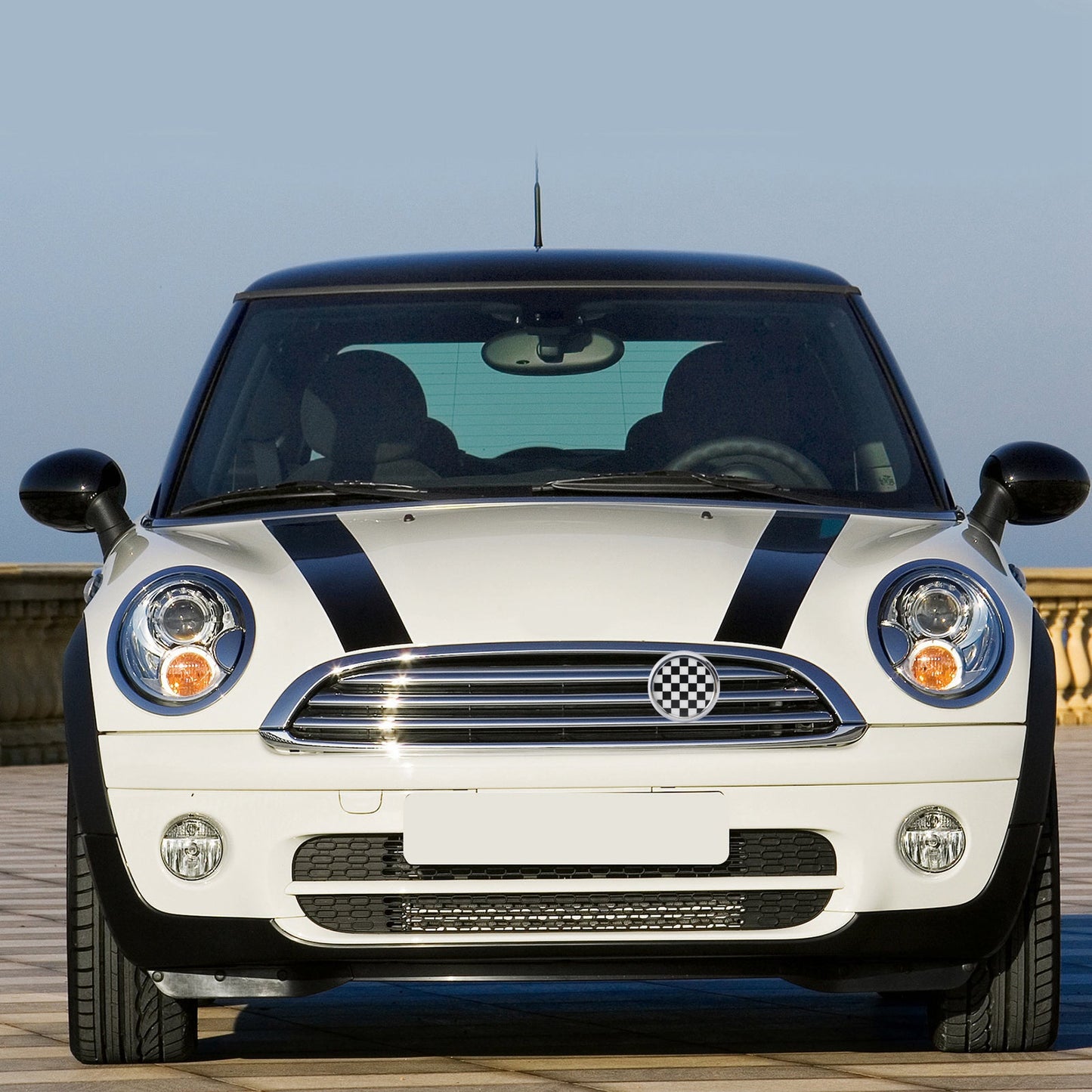 BMW MINI Cooper Checkerboard Black & White Grille Front Grill Emblem Badge