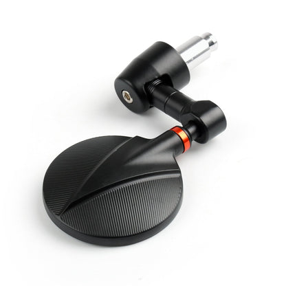 Motorcycle Bike Round Rear Side View 7/8" Bar End Mirrors Universal Black
