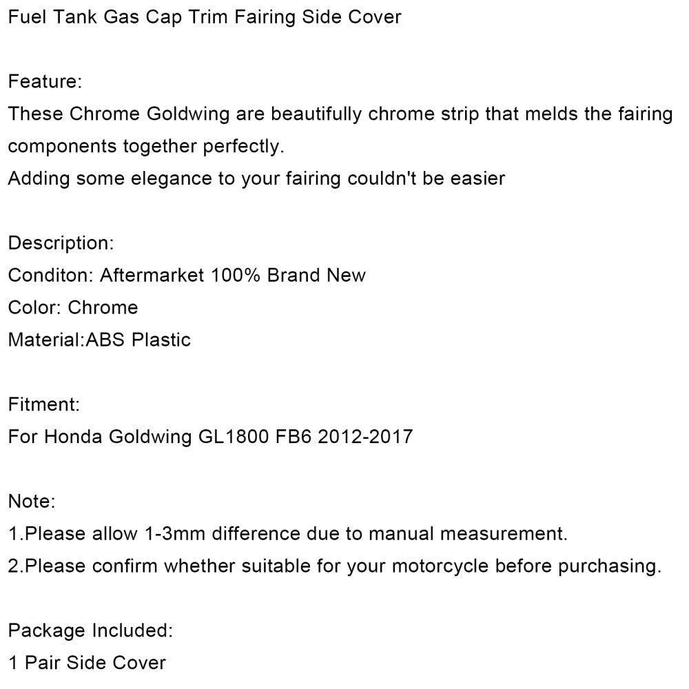 Fuel Tank Gas Cap Trim Fairing Side Cover For Honda Goldwing GL 1800 F6B 12-17