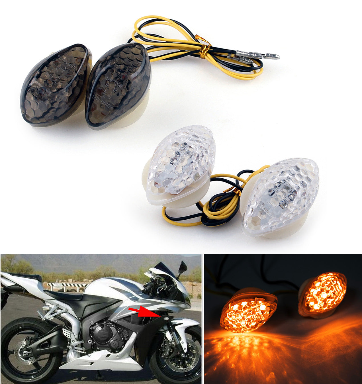 Honda 04-13 CBR 600 1000RR & 02-03 CBR954 & CBR929 F4 LED Turn Signals Champoo