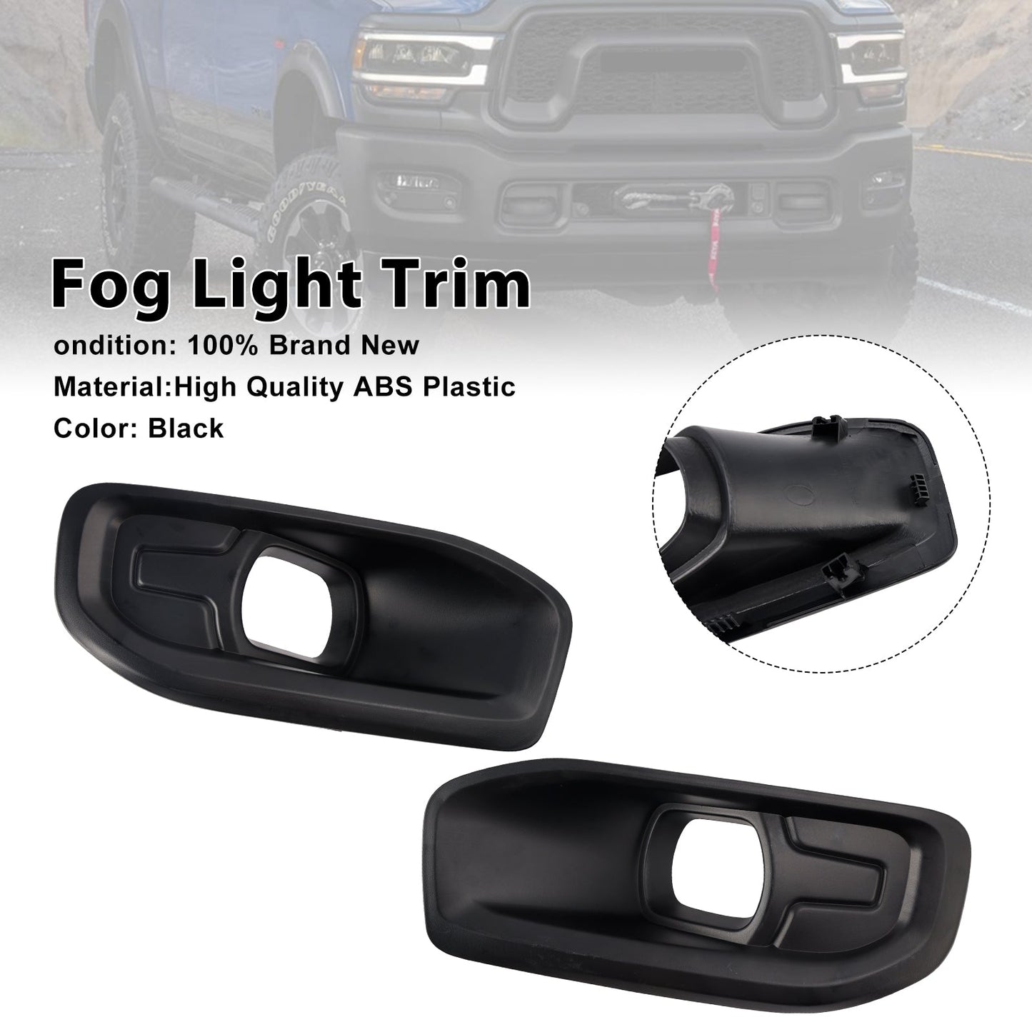 Dodge Ram 2500 3500 2019-2024 Pair Fog Light Bezel Trim 68449341AA