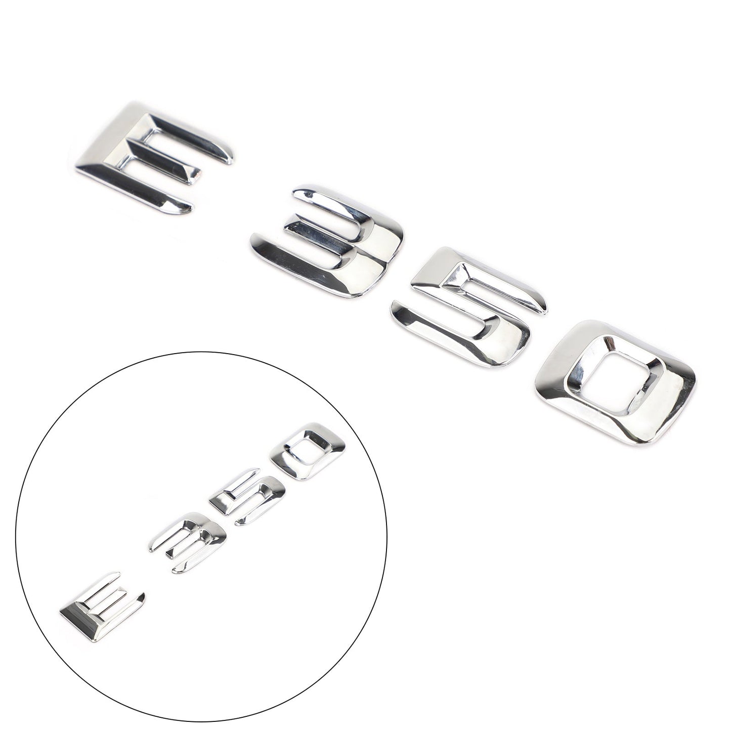 Rear Trunk Emblem Badge Nameplate Decal Letters Numbers Fit Mercedes E350 Chrome