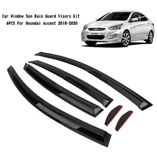 Car Window Sun Rain Guard Visors Kit 6PCS Hyundai Accent 2018-2020