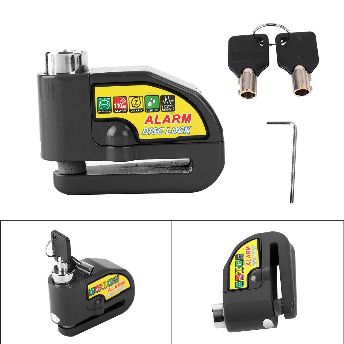 Disc Brake Lock Alarm Anti Theft Motor Secure For Disc Brake Motorcycle Blue