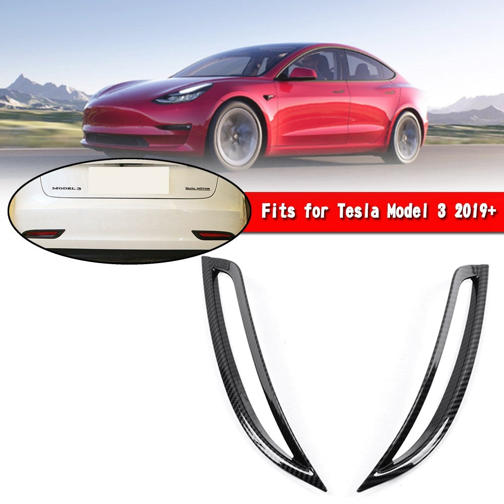 Carbon Fiber Rear Fog Light Lamp Cover Trim Tesla Model 3 2019-2022