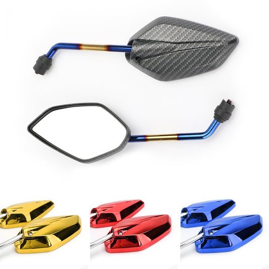 Blue 10mm Thread Motorbike Mirrors Universal Motorcycle/Bike/Scooter Pair- CW