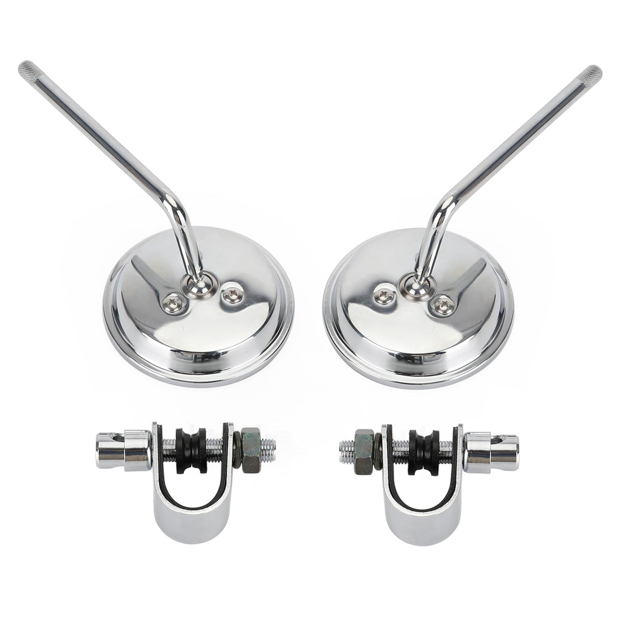 Cafe Racer Chopper Bobber PAIR Old style Clamp on Mirror 3" Round Mirrors