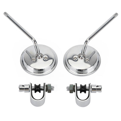 Cafe Racer Chopper Bobber PAIR Old style Clamp on Mirror 3" Round Mirrors