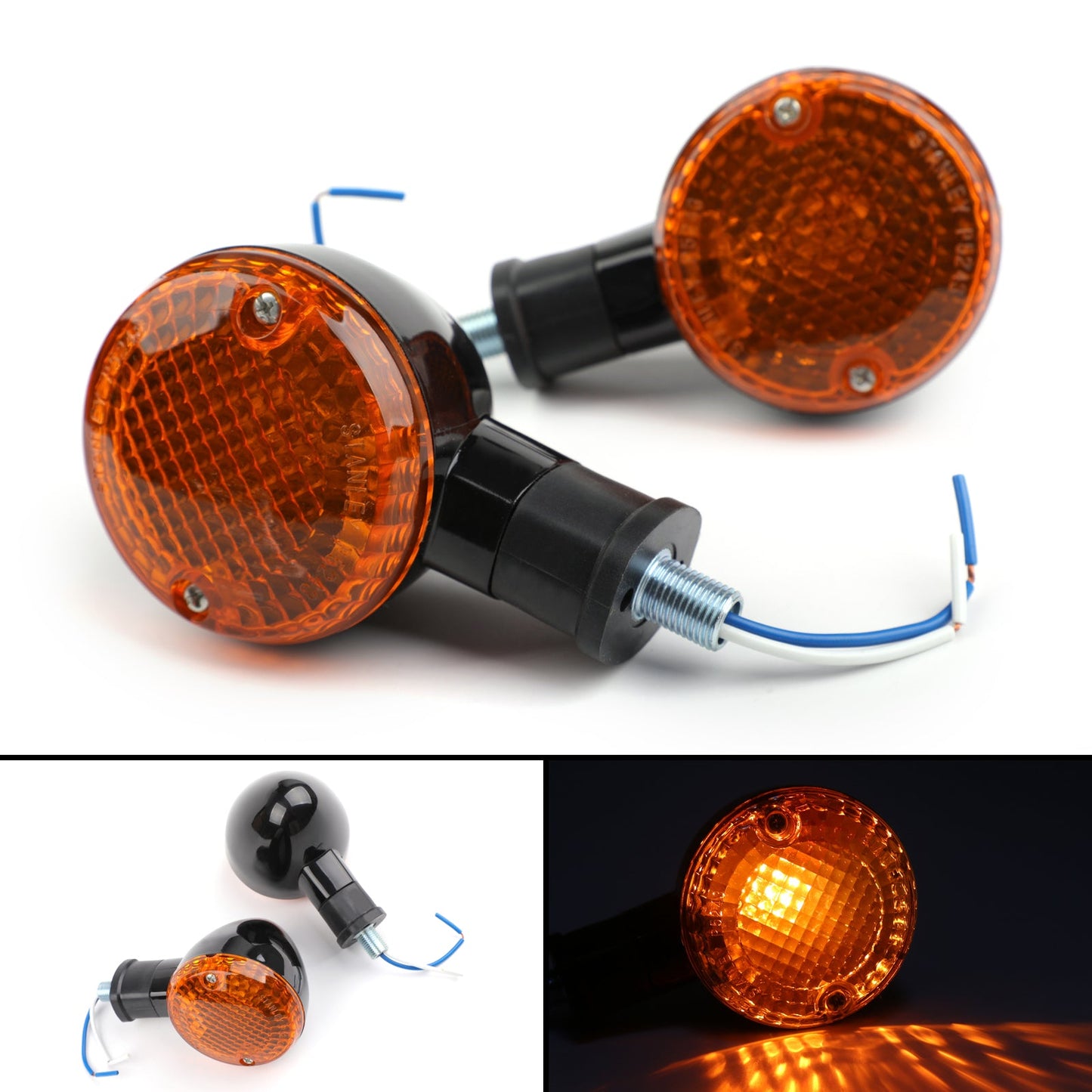 Turn Signal Bullet Lights Motor For Kawasaki Vulcan 800 Yamaha Road Star Champoo