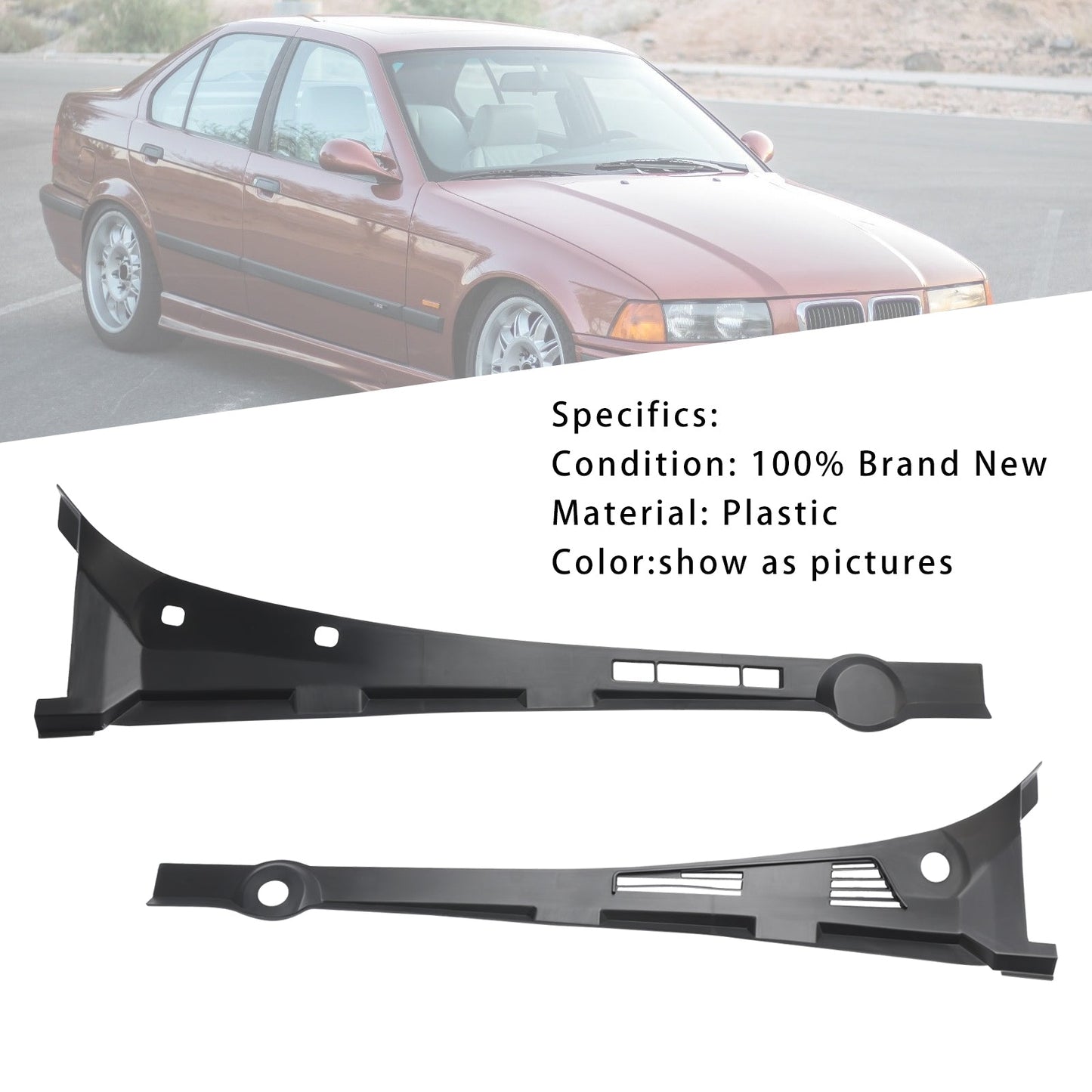 1995-1999 BMW 318ti Left+Right Windshield Cowl Cover 51711960843 51711960844