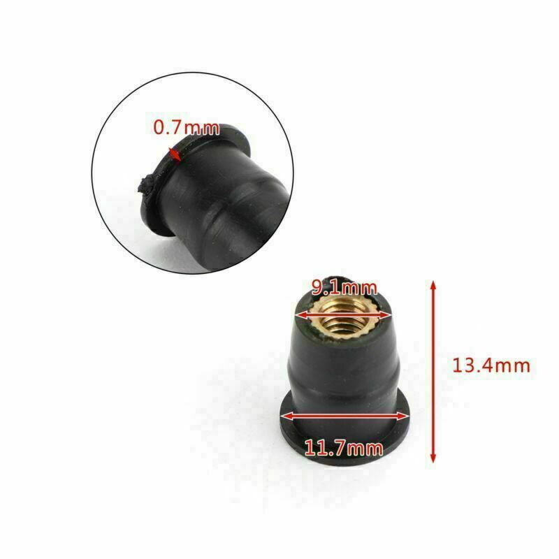 100 Quantity 10-32 M5 Rubber Well Nut Windscreen & Fairing 3/8 Wellnuts-5mm