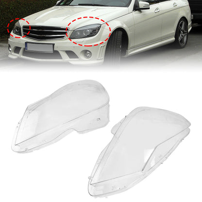 2011-2015 Mercedes Benz C Class W204 2PCS Front Headlight Lens Cover Lampshade A2048203539 A2048203639