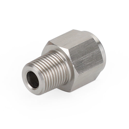 1/8" NPT Male to M10x1.0 Female Stainless Steel Oil Pressure Gauge Adapter