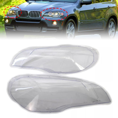 2007-2013 BMW X5 E70 2PCS Clear Headlight Lens Cover Headlamp Left + Right 63117288996 63117288998