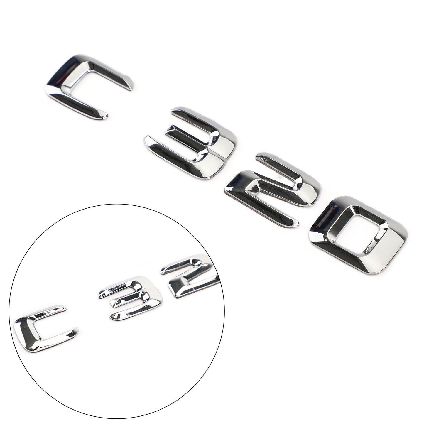 Rear Trunk Emblem Badge Nameplate Decal Letters Numbers Fit Mercedes C320 Chrome