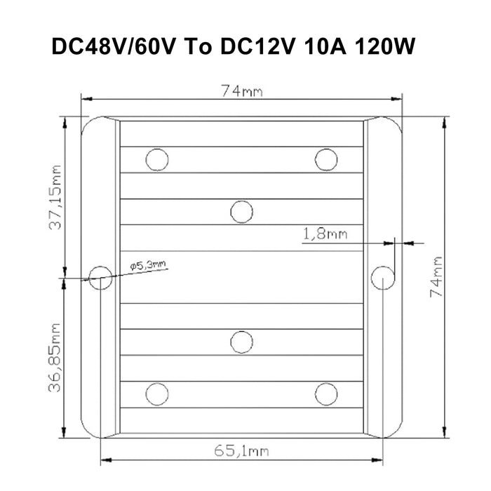 48V/60V to 12V 10A 120W Waterproof DC-DC Power Converter and Voltage Regulator